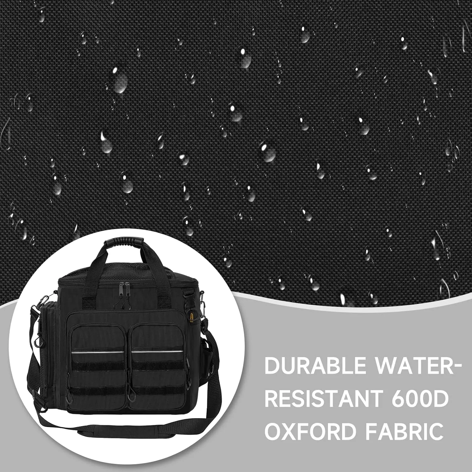 Fishing Tackle Bags, Portable Water-Resistant Fishing Tool Storage Bag with Padded Shoulder Strap and Non-Slip Base for Saltwater or Freshwater Fishing (TRAY NOT INCLUDE)