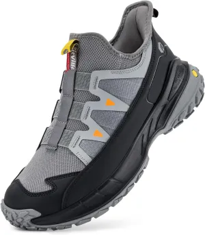 FitVille Men's Extra Wide Sneakers, Grey, Slip-On, Soft Comfortable, Arch Support, Wide Toe Box, Slip Resistant, Hiking, Walking, Running Shoes