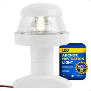 Five Oceans Anchor Light - 12V DC Stern Navigation Light, USCG 2NM Compliant, 3 1/4-Inch Fixed Mount for Pontoon, Fishing, Bass & Sport Boats - FO2312