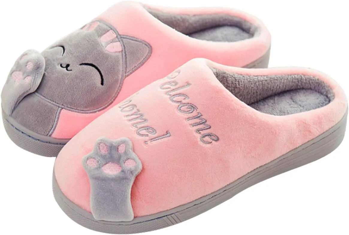 FJWYSANGU Womens & Mens Memory Foam Fuzzy Warm Slip On House Slippers - Cute Animal Slippers - Soft Plush Home Shoes - Indoor & Outdoor