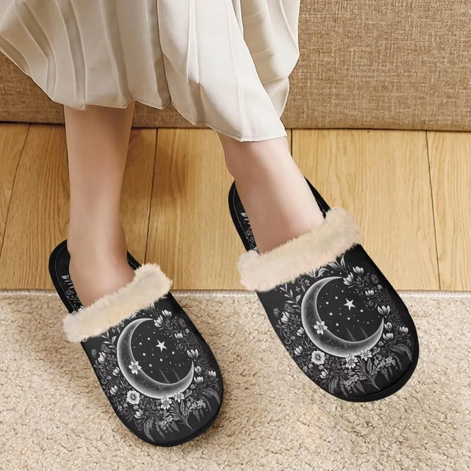 Flashideas House Slippers for Woman Fuzzy Keep Warm for Winter Indoor Soft Cushion Non-slip Fluffy Slides Slippers