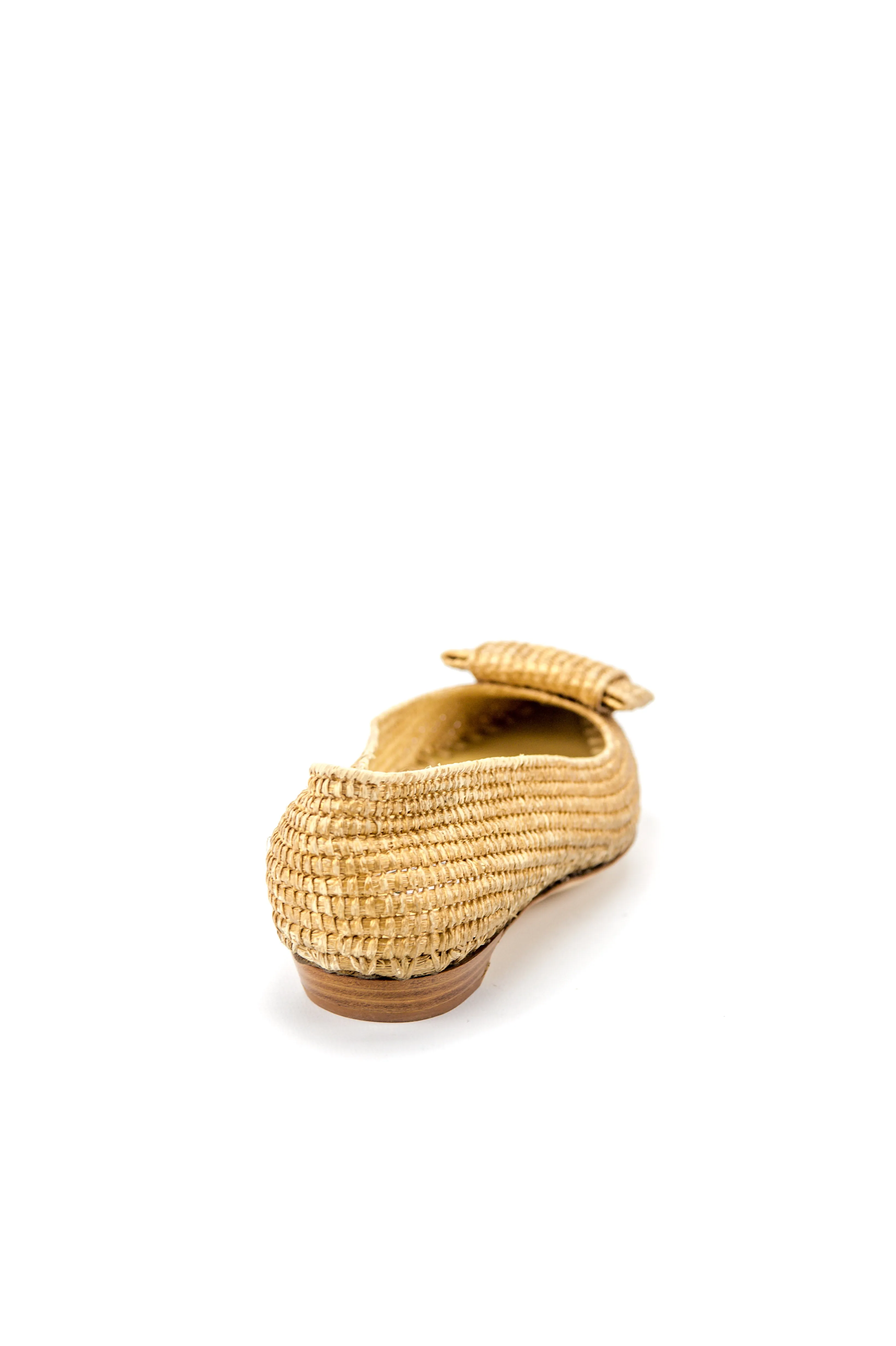 Flat Bow Raffia Pointy ballet-Gold