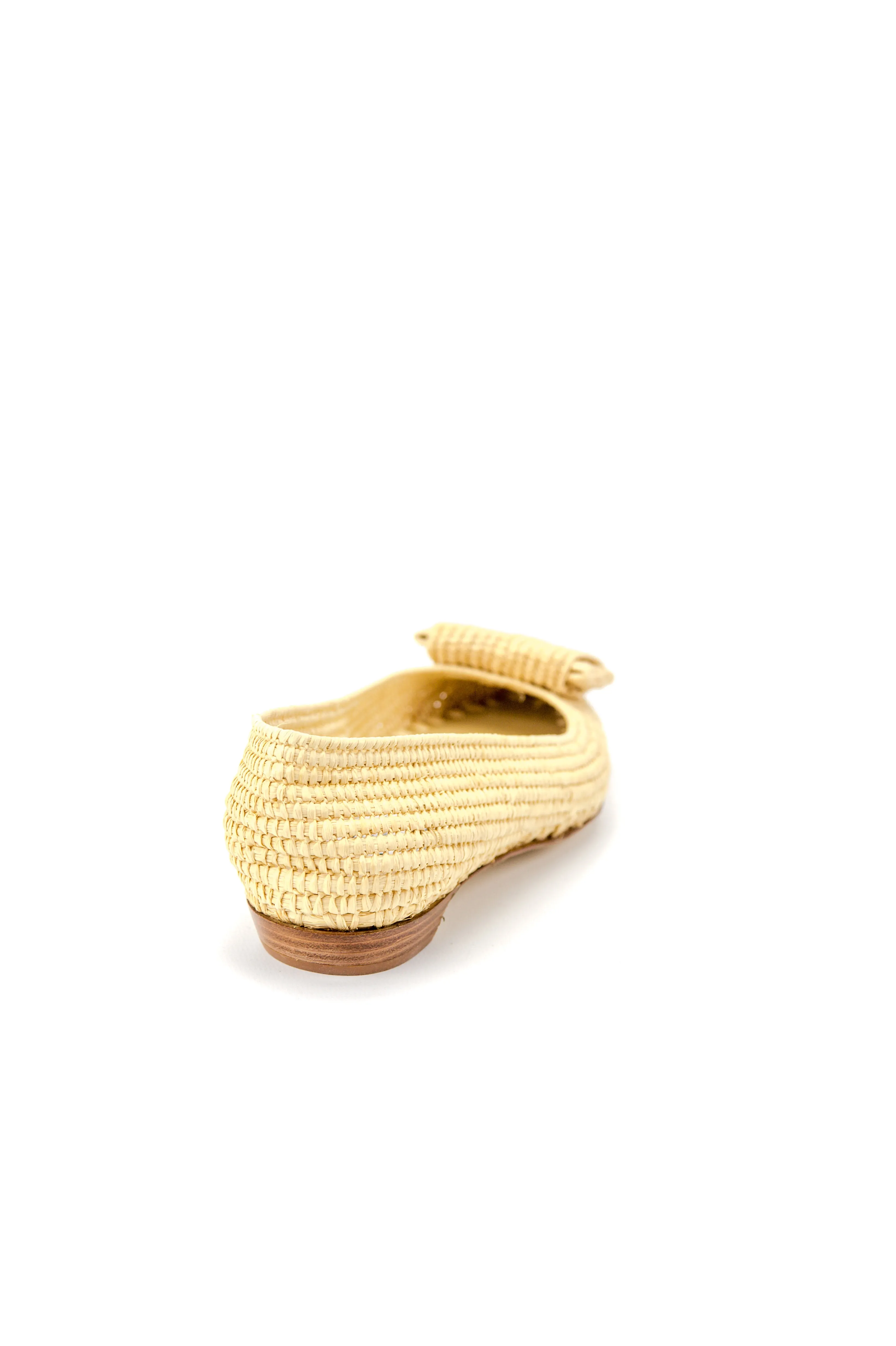 Flat Bow Raffia Pointy ballet-Natural