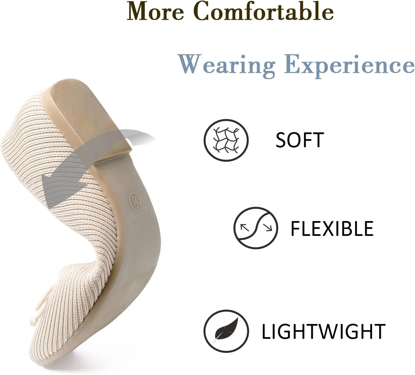Flats for Women Bowknot Ballet Knit Foldable Flat Square Toe Comfort Light Shoes Office Low Top Flats