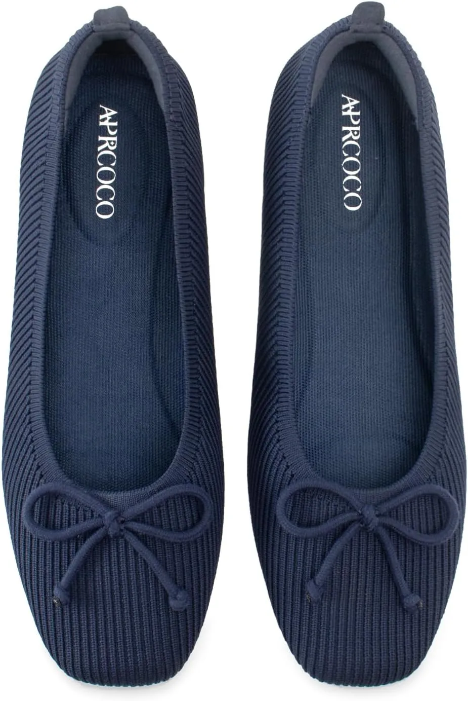 Flats for Women Bowknot Ballet Knit Foldable Flat Square Toe Comfort Light Shoes Office Low Top Flats