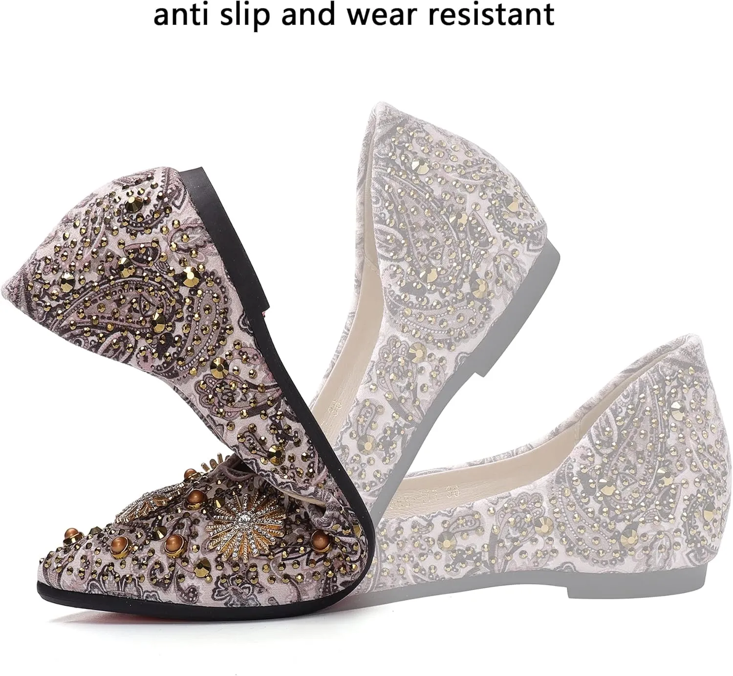 Flats for Women Pointed Toe Fashion Wedding Shoes Work Casual Slip-On Dress Shoes Women Comfortable Dressy Flat
