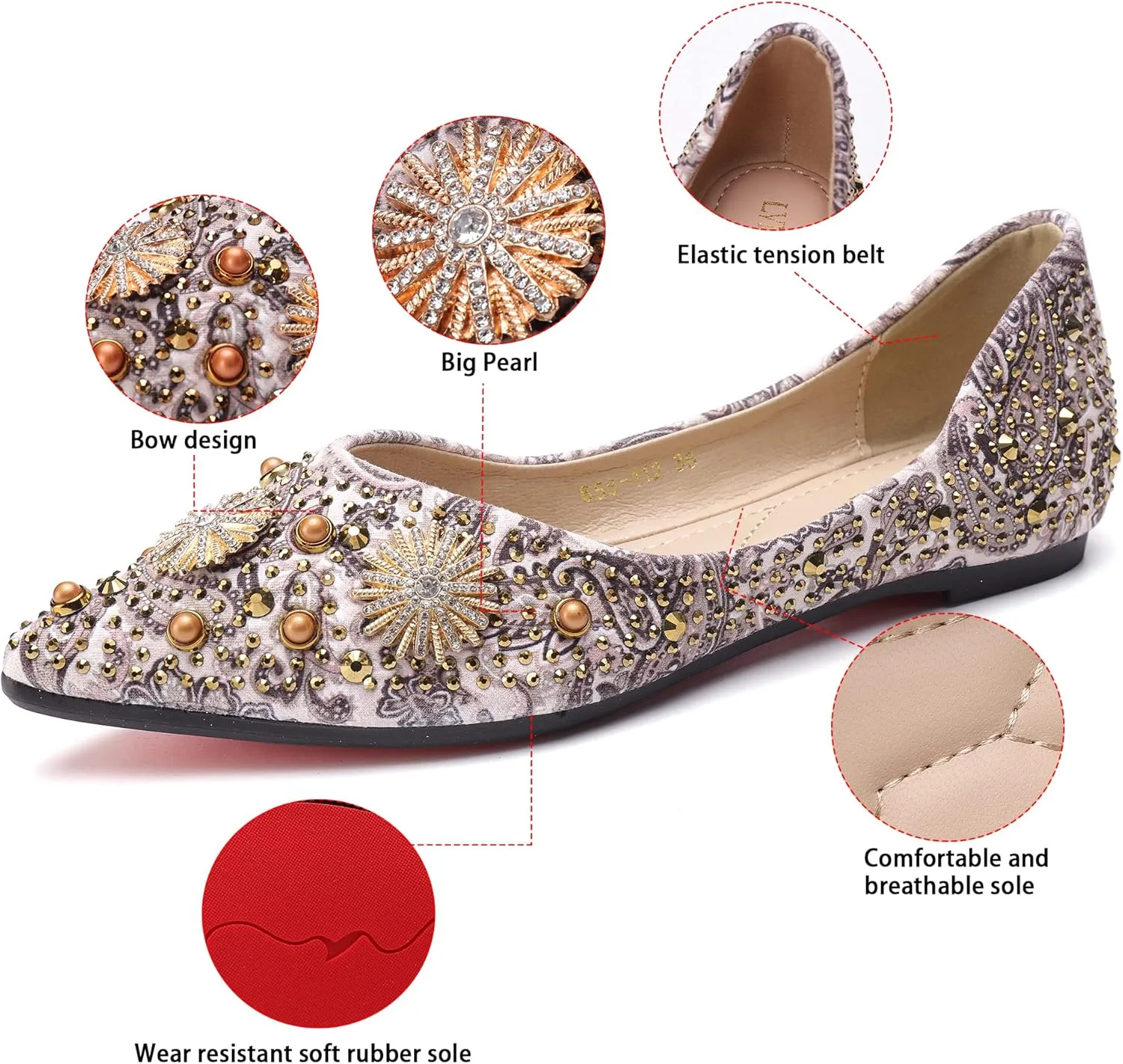 Flats for Women Pointed Toe Fashion Wedding Shoes Work Casual Slip-On Dress Shoes Women Comfortable Dressy Flat