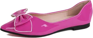 Flats Shoes Women Leather Comfortable Pointed Toe Dress Shoes Bow Memory Foam Insole Slip on Work Flats for Women