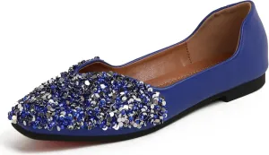 Flats Shoes Women Rhinestone Square Fashion Ballet Flats Wedding Flats for Women Comfortable Slip on Low Heel Dress Shoes