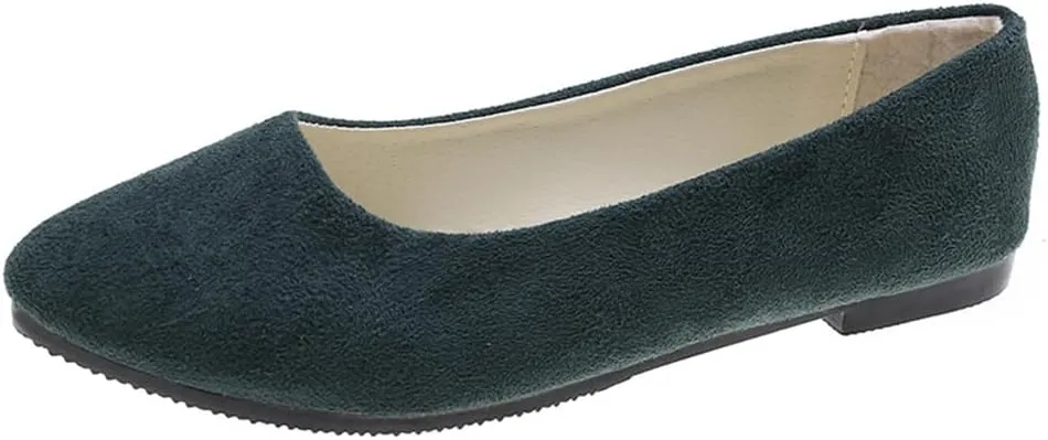 Flats Women's Shoes Pointed Toe Faux Suede Flat Walking Shoes Ladies Casual Flats Comfortable Soft-Soled Slip On Loafers Low Heels Ballet Flats Classic Dressy Shoes Office Work Party