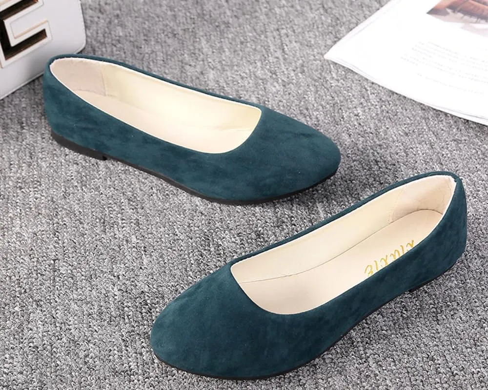 Flats Women's Shoes Pointed Toe Faux Suede Flat Walking Shoes Ladies Casual Flats Comfortable Soft-Soled Slip On Loafers Low Heels Ballet Flats Classic Dressy Shoes Office Work Party