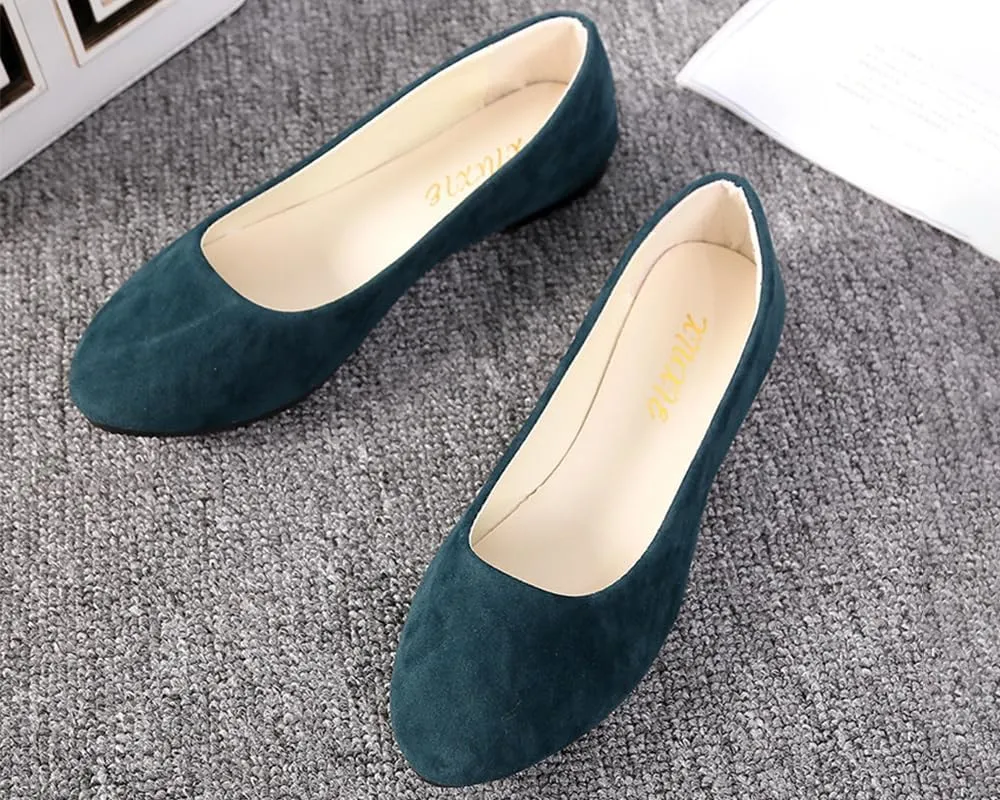 Flats Women's Shoes Pointed Toe Faux Suede Flat Walking Shoes Ladies Casual Flats Comfortable Soft-Soled Slip On Loafers Low Heels Ballet Flats Classic Dressy Shoes Office Work Party