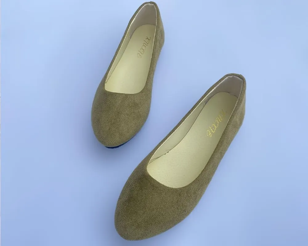 Flats Women's Shoes Pointed Toe Faux Suede Flat Walking Shoes Ladies Casual Flats Comfortable Soft-Soled Slip On Loafers Low Heels Ballet Flats Classic Dressy Shoes Office Work Party