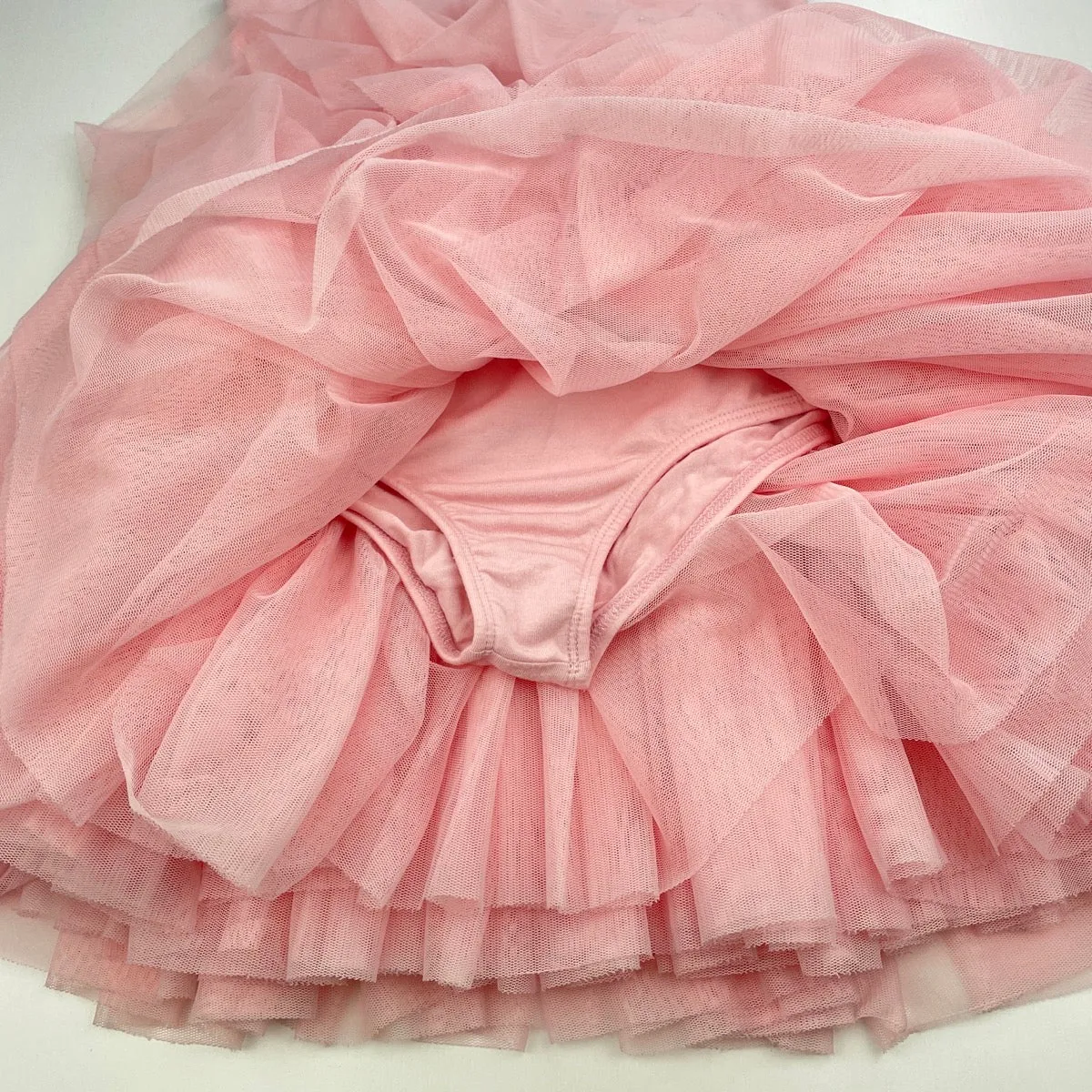Flo pink ballet tutu leotard dress, small holes front bodice, size 7, Pre-loved