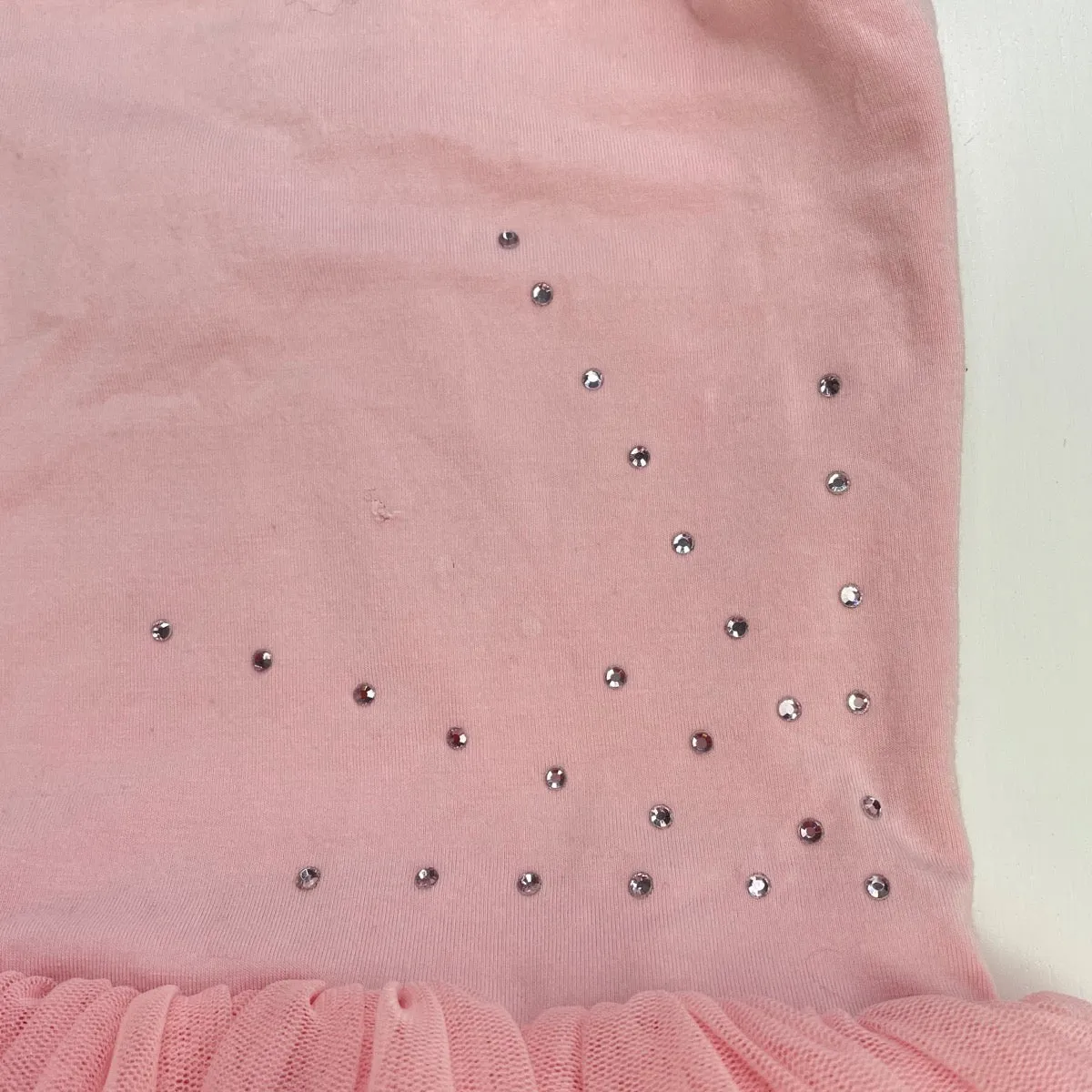 Flo pink ballet tutu leotard dress, small holes front bodice, size 7, Pre-loved