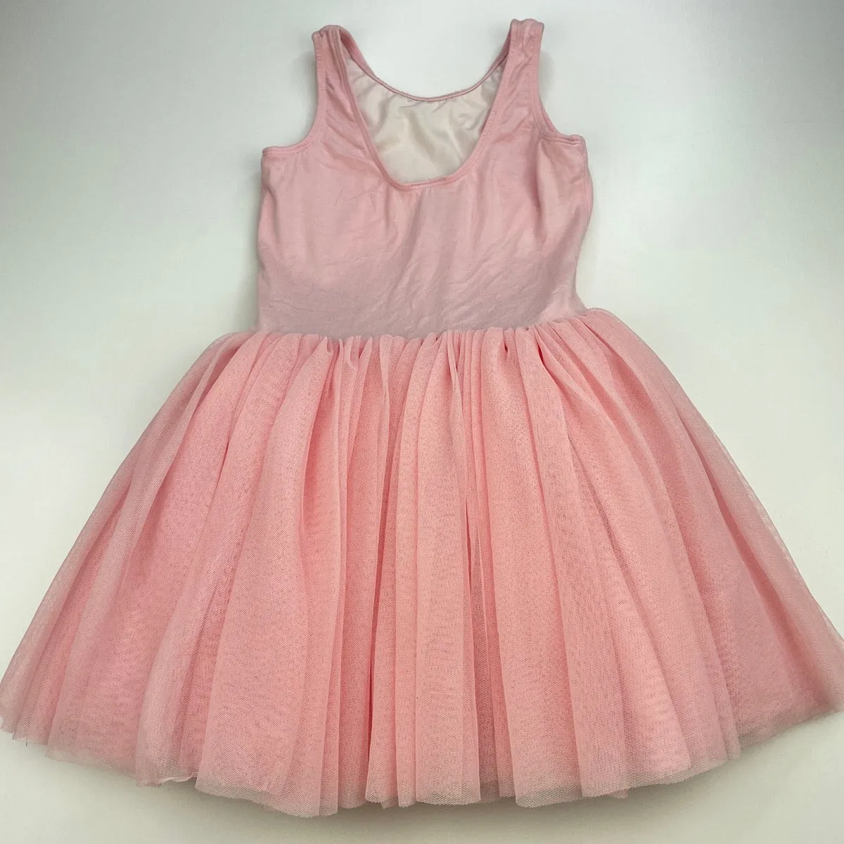 Flo pink ballet tutu leotard dress, small holes front bodice, size 7, Pre-loved