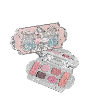 Flower Knows Swan Ballet Six-Color Makeup Palette,Eyeshadow,Blush,Highlighting & Contour All-in-One Face Makeup Palette with 4 Matte 2 Shimmer Pink Shades(03 Pink Swan,0.23 Oz)