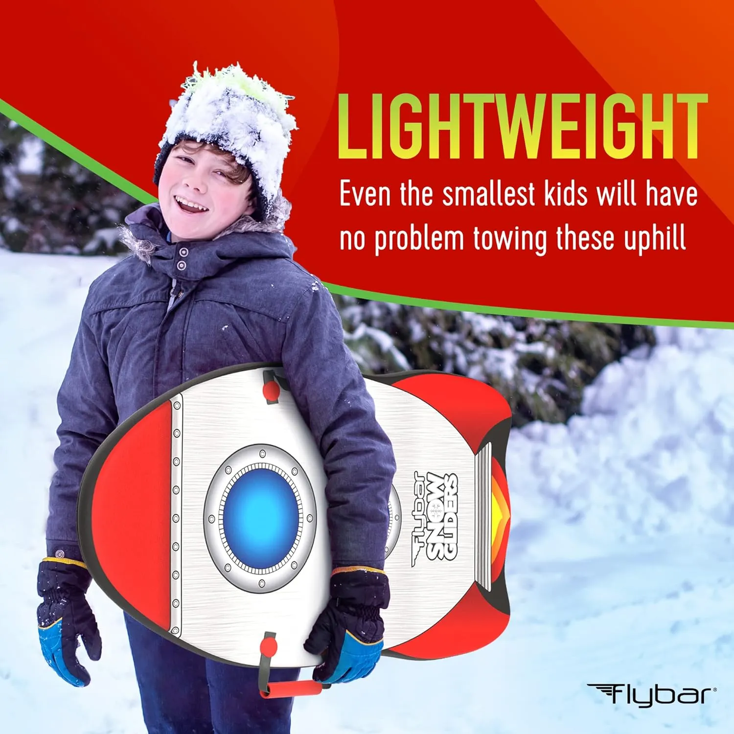 Flybar Snow Sled for Kids and Toddlers- Foam Toboggan, Ages 6 , Easy Grip Handles, Durable with Slick Bottom & PE Core Build, Lightweight Snow Boards, Snowboard Toys for Outdoor, Up to 110 lbs, 36"