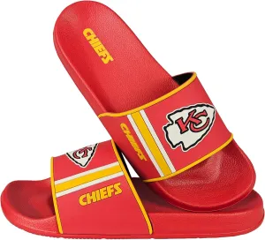 FOCO NFL Men's Molded Team Stripe Slides with Bold Team Logo – Slip and Water Resistant, Ventilated Closed-Cell Durable Foam Footwear – Officially Licensed Merch
