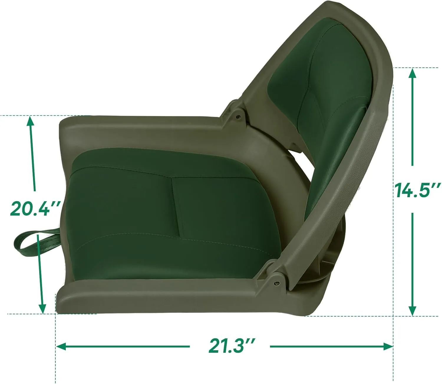 Folding Boat Seat Padded Folding Boat Chair with Backrest Marine BassJon Boat Seat (Greenshell Green)
