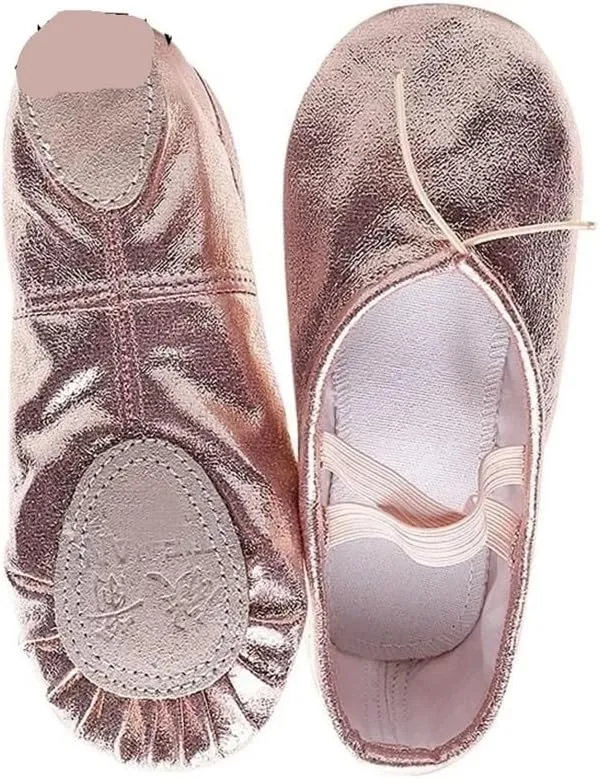 for Girl Ballet Shoes PU Leather Ballet Dance Slippers Split Sole Kids Adult Women Ballerina Yoga Practice Shoes Tutu Dance Shoe(Pink Without Lacing,33)