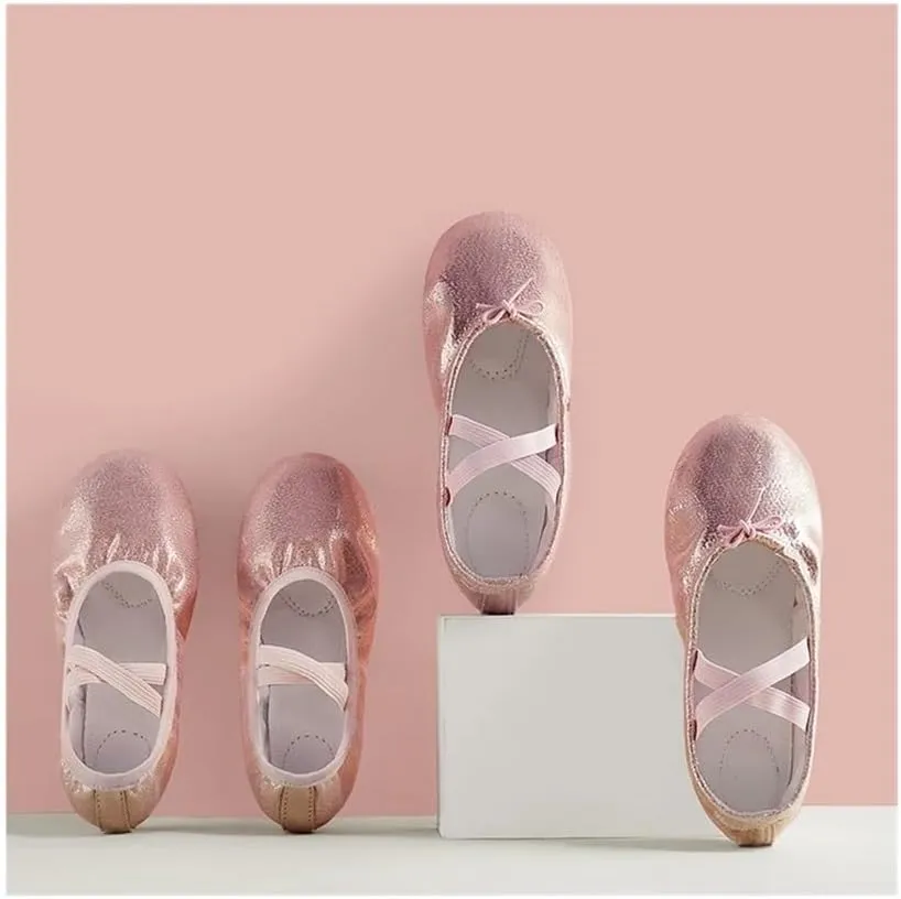 for Girl Ballet Shoes PU Leather Ballet Dance Slippers Split Sole Kids Adult Women Ballerina Yoga Practice Shoes Tutu Dance Shoe(Pink Without Lacing,33)