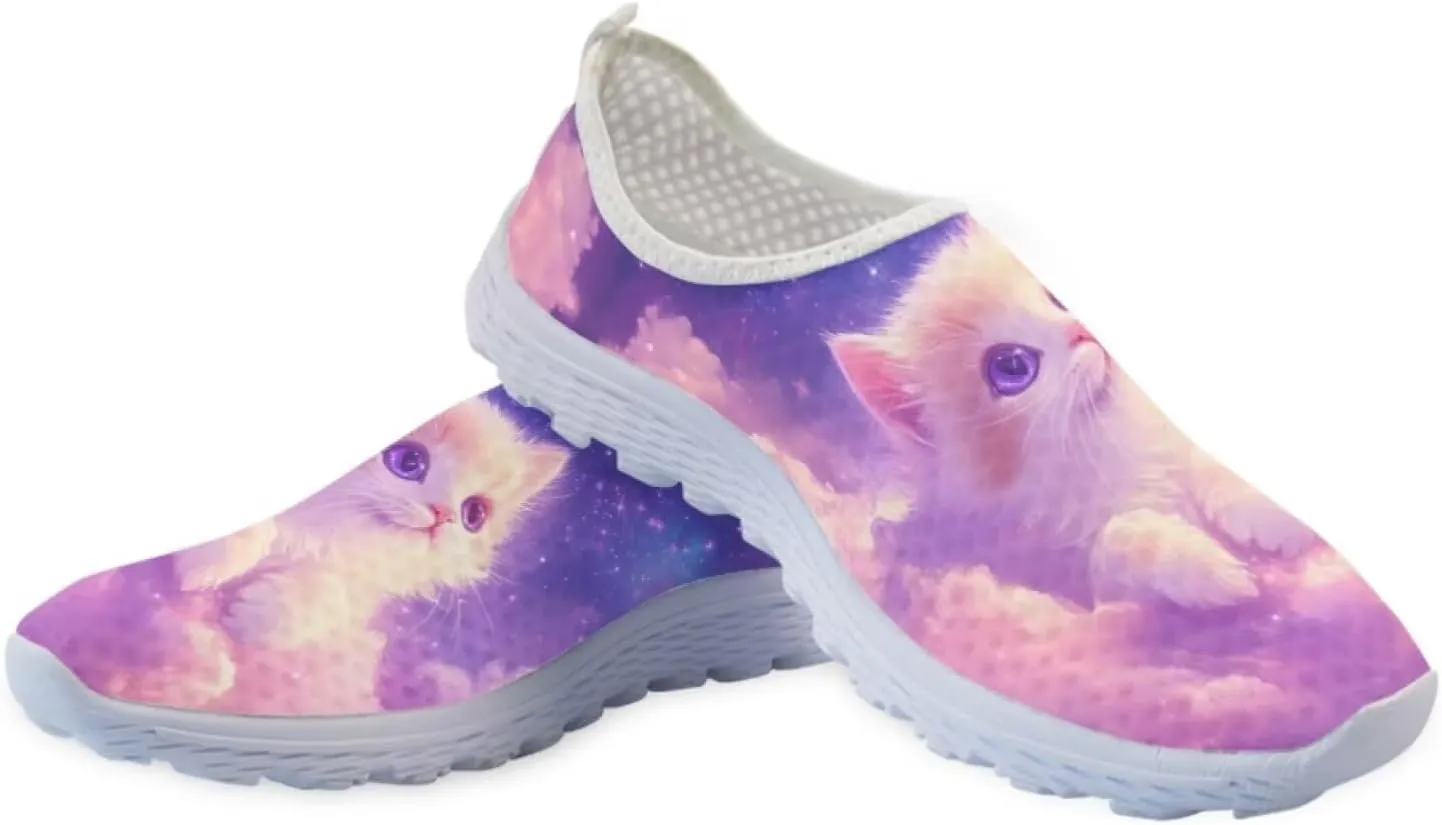 Forchrinse Floral Corgi Print Women’s Men’s Slip on Shoes Soft Mesh Walking Sneakers Sport Causal Travel Shoes Breathable