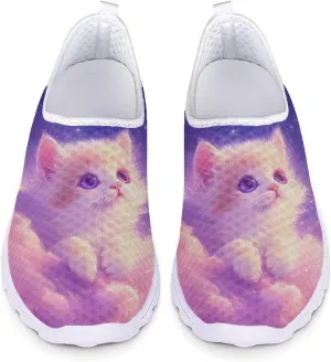 Forchrinse Floral Corgi Print Women’s Men’s Slip on Shoes Soft Mesh Walking Sneakers Sport Causal Travel Shoes Breathable