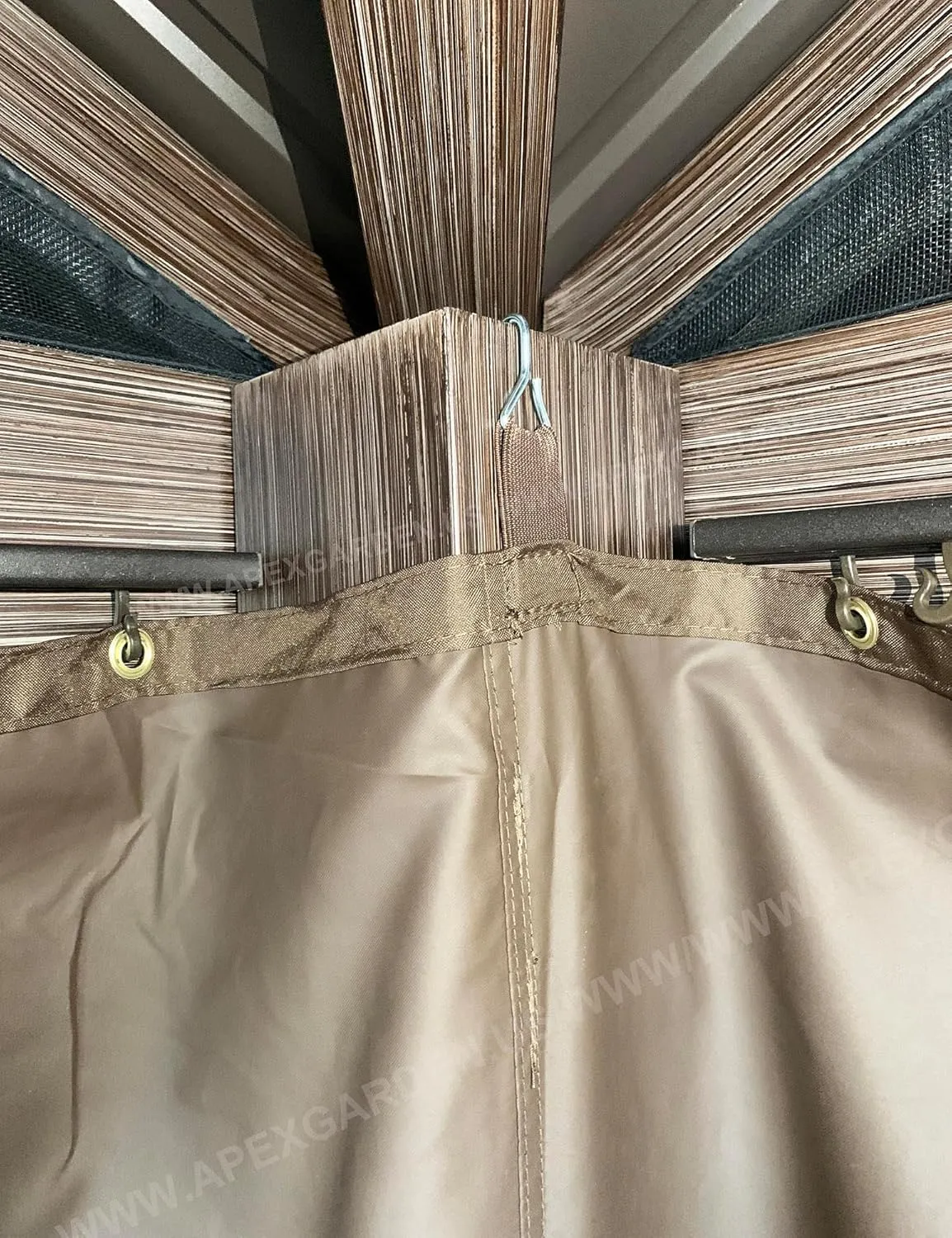 Four-Side Curtain Set for Allen   roth Model #GF-18S112B Wood Looking Hand Paint Metal Square Semi- Gazebo (4-Side Curtain Only, Brown)