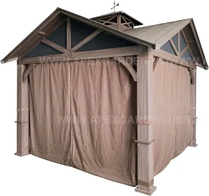 Four-Side Curtain Set for Allen   roth Model #GF-18S112B Wood Looking Hand Paint Metal Square Semi- Gazebo (4-Side Curtain Only, Brown)