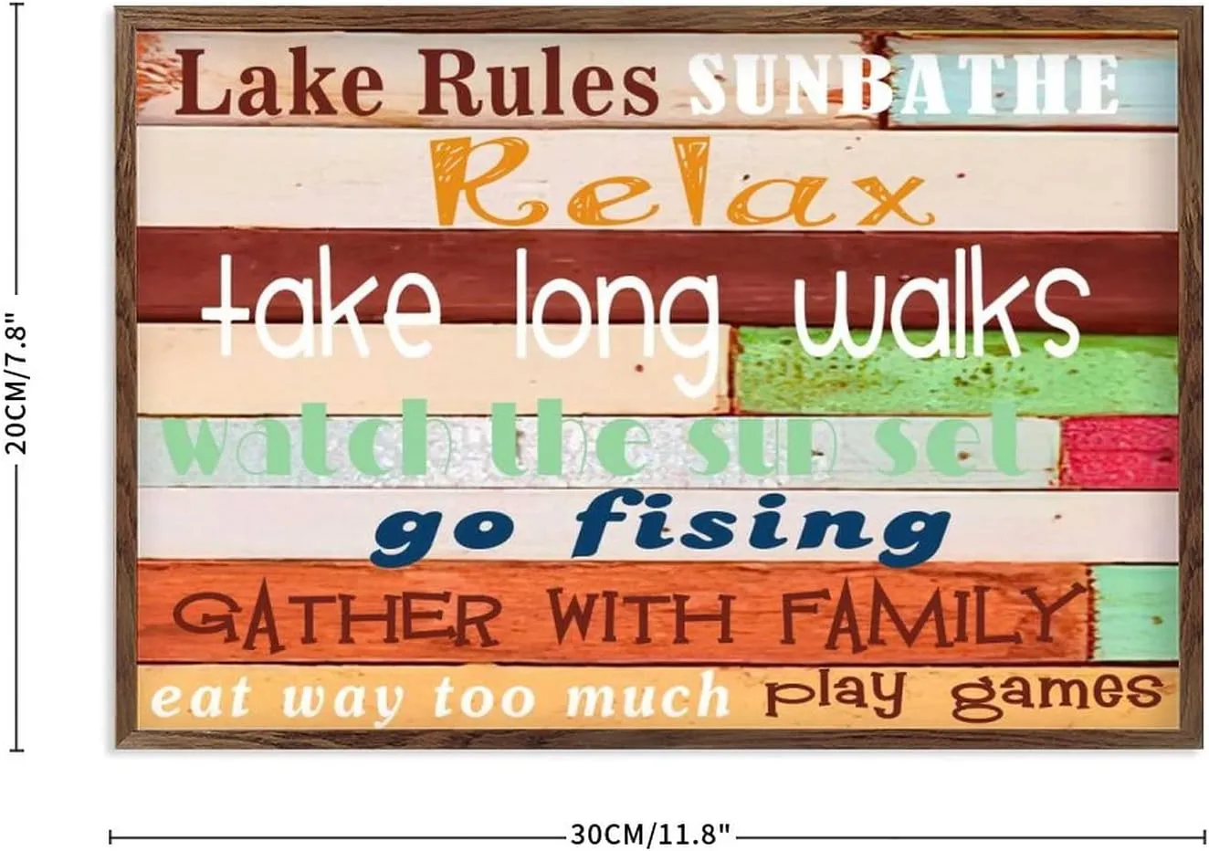 Framed Wood Sign Lake Rules Decor Custom Wood Sign, Take Long Walks Lake House Decor, Lake Home Decor, Lake Paddle Decor Rustic Bedroom Home Wall Decor Sign for Above Bed 8x12 Inch