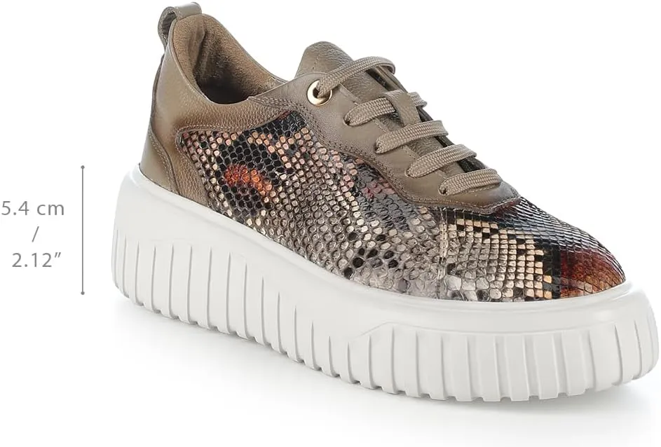 FRANCO CUADRA Womens Python Leather Platform Sneaker