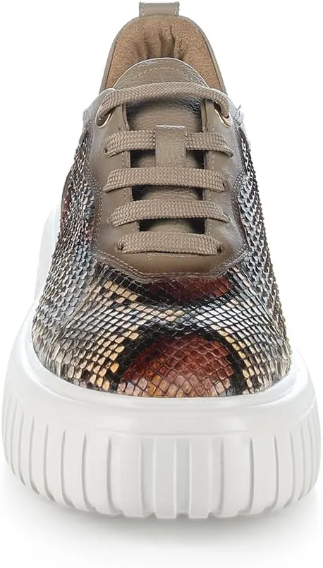 FRANCO CUADRA Womens Python Leather Platform Sneaker