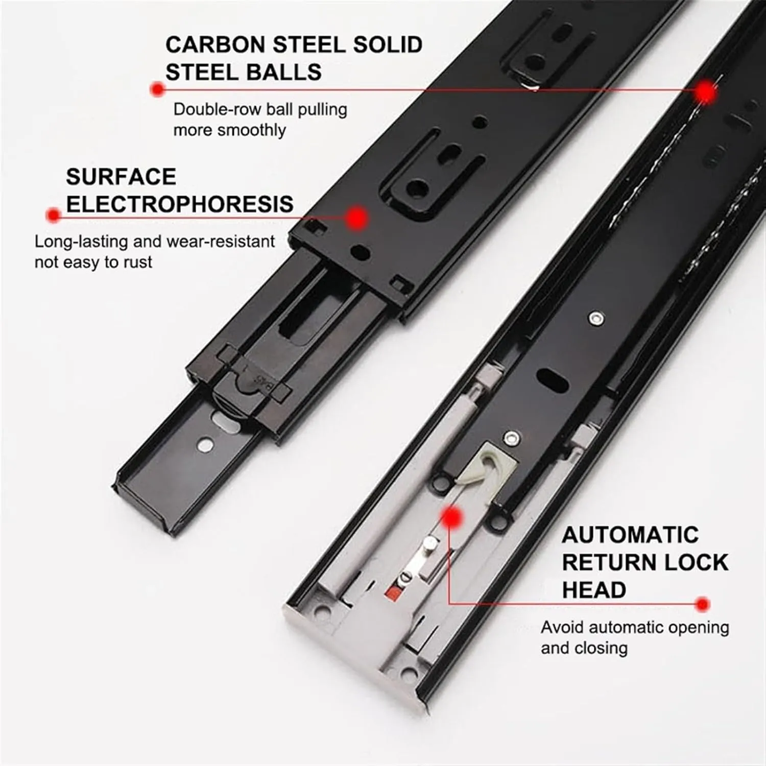 Full Extension Ball Bearing Drawer Glide 45mm Push-Open Drawer Slides Mute Track Mute Rebound Three-Section Rail Hardware Accessories(16 inch (40cm))