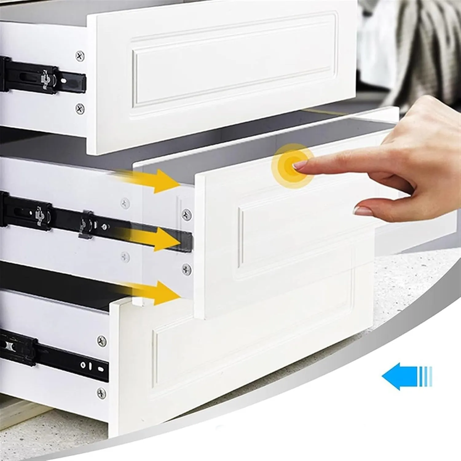 Full Extension Ball Bearing Drawer Glide 45mm Push-Open Drawer Slides Mute Track Mute Rebound Three-Section Rail Hardware Accessories(16 inch (40cm))
