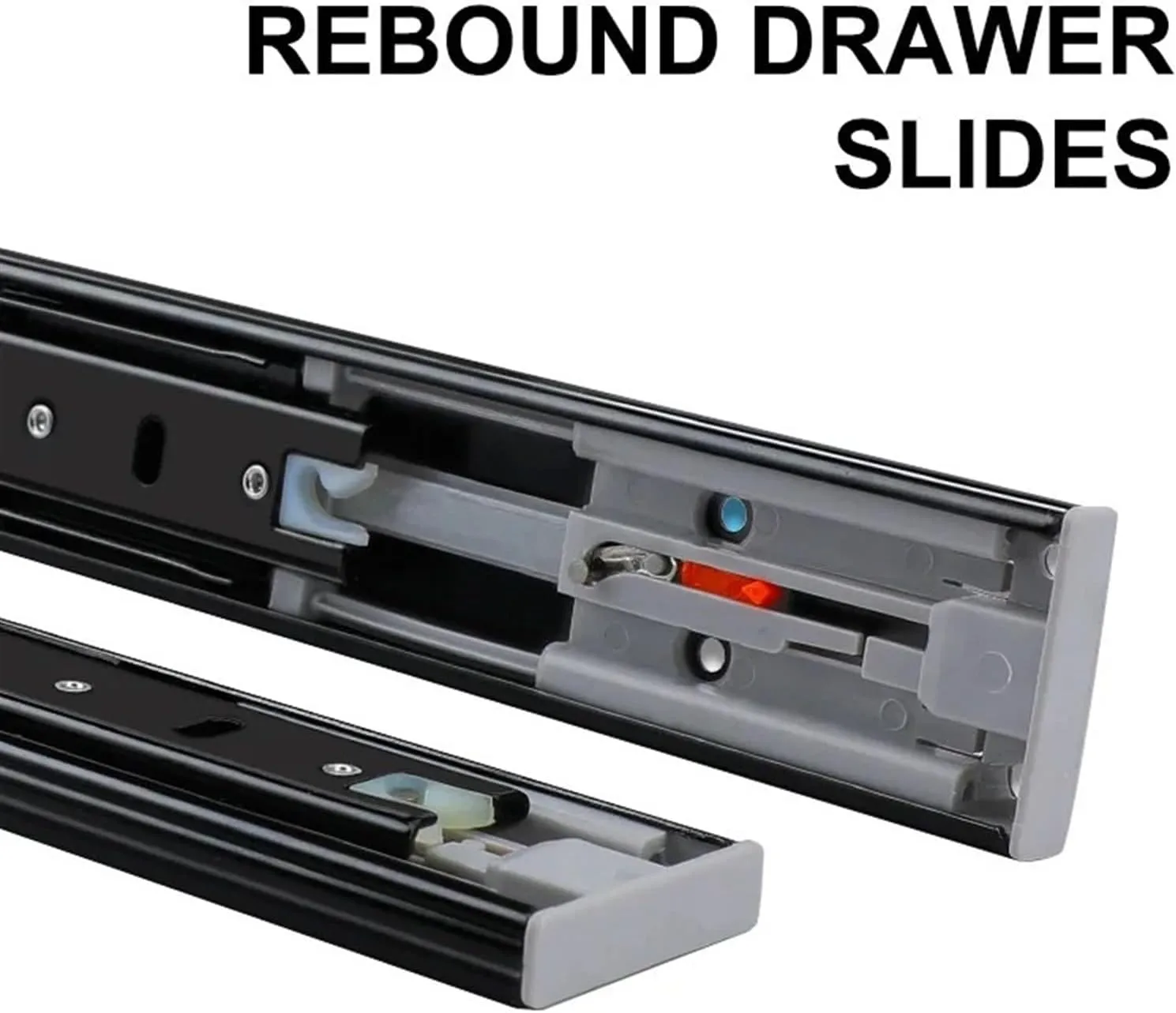 Full Extension Ball Bearing Drawer Glide 45mm Push-Open Drawer Slides Mute Track Mute Rebound Three-Section Rail Hardware Accessories(16 inch (40cm))