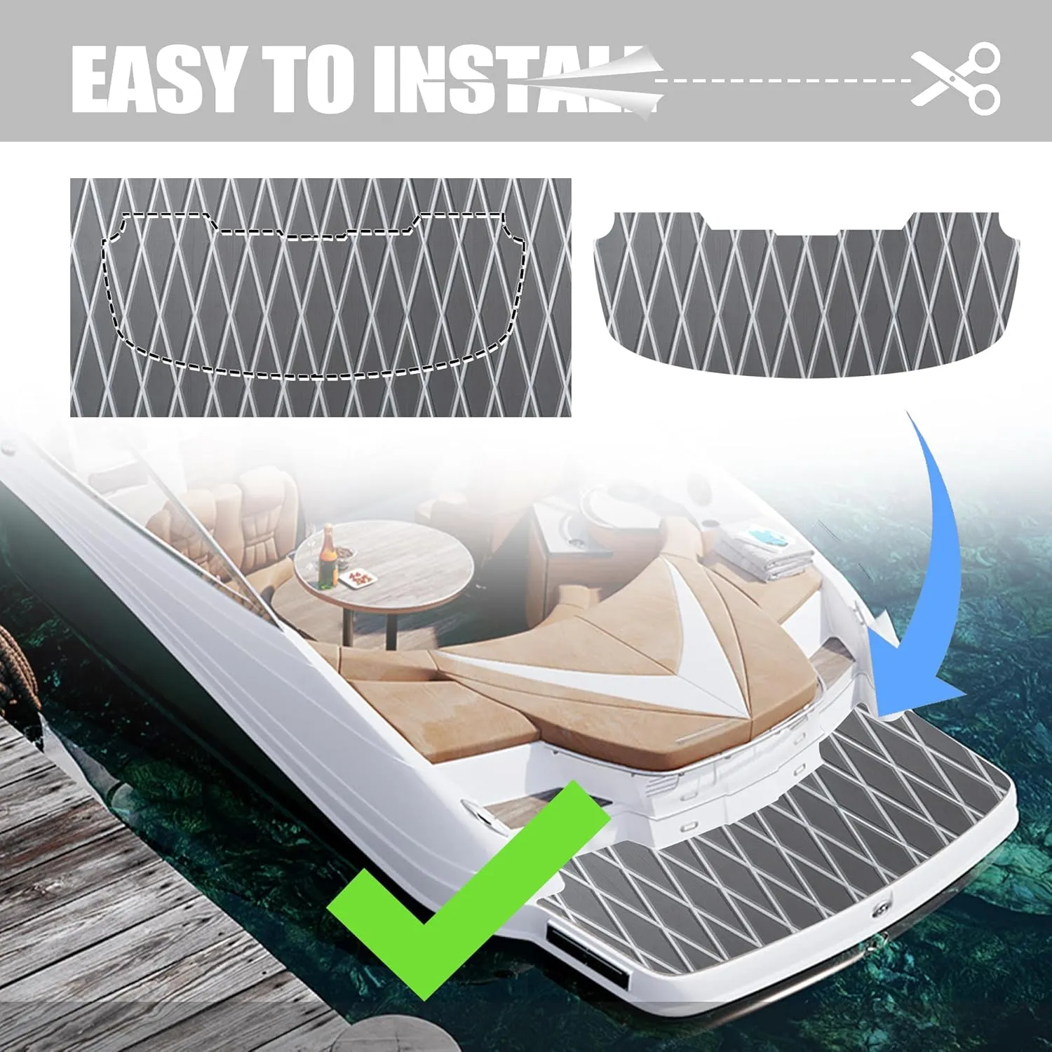 Fullfire Boat Flooring - EVA Foam Boat Decking - Marine Mat Self-Adhesive Flooring Sheet Marine Carpet for Motorboat Yacht Kayak RV