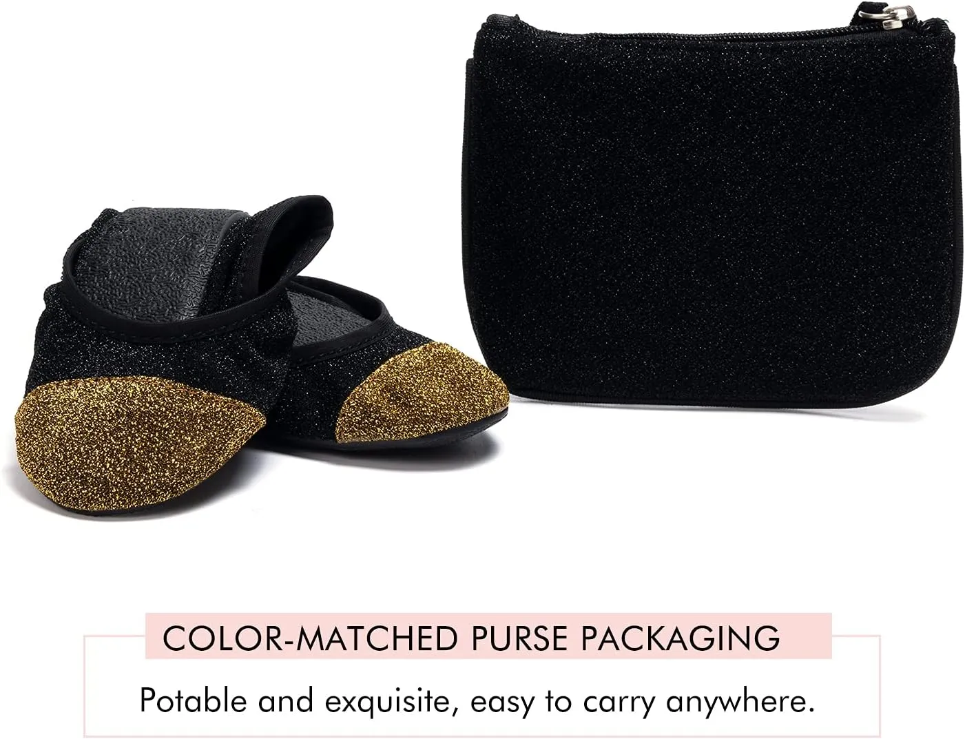 FUNKYMONKEY Foldable Ballet Flats for Women's, Comfortable Portable Travel Roll Up Walking Shoes