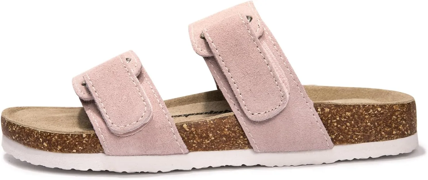 FUNKYMONKEY Unisex Slide Sandals Adjustable Double Buckle with Soft Footbed Comfort Slides for Women and Men