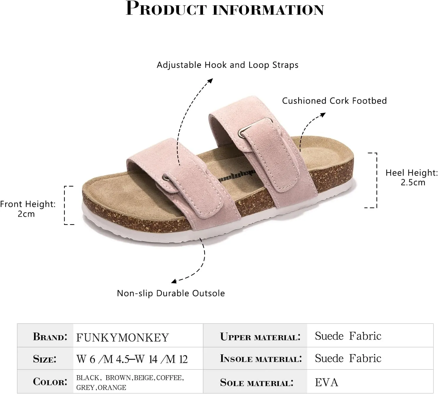 FUNKYMONKEY Unisex Slide Sandals Adjustable Double Buckle with Soft Footbed Comfort Slides for Women and Men