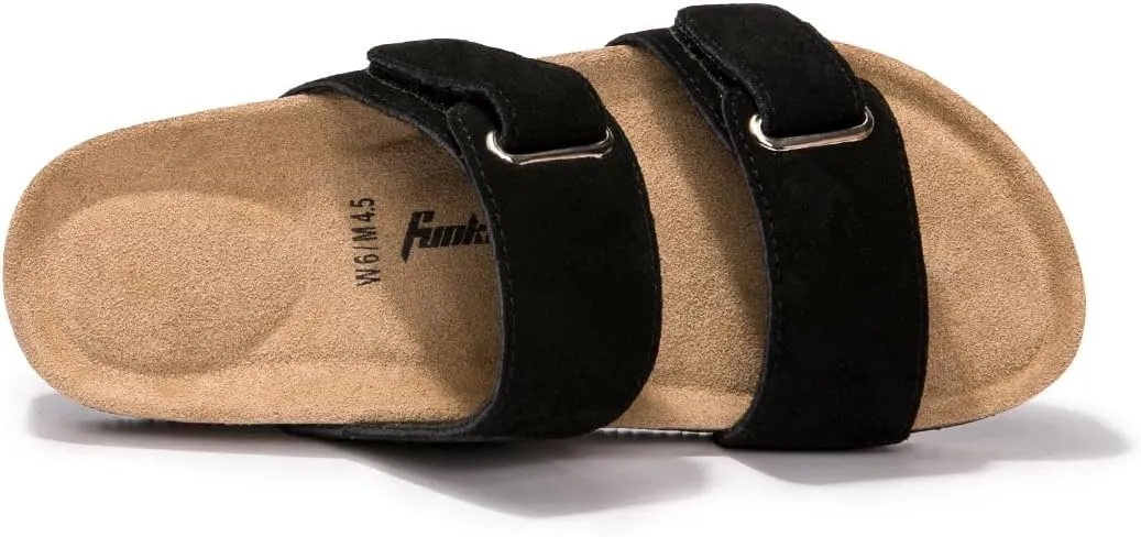 FUNKYMONKEY Unisex Slide Sandals Adjustable Double Buckle with Soft Footbed Comfort Slides for Women and Men