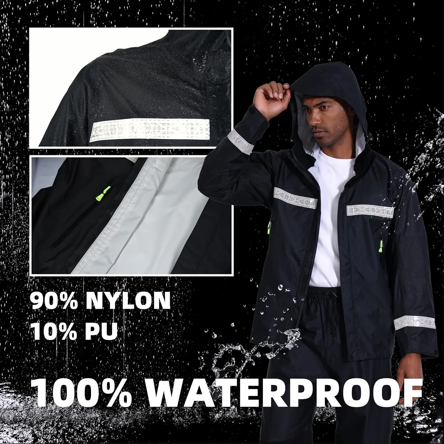 FWG Men's Pro Fishing Rain Suit: Waterproof, Reflective Jacket and Pants Set - Durable Outdoor Gear
