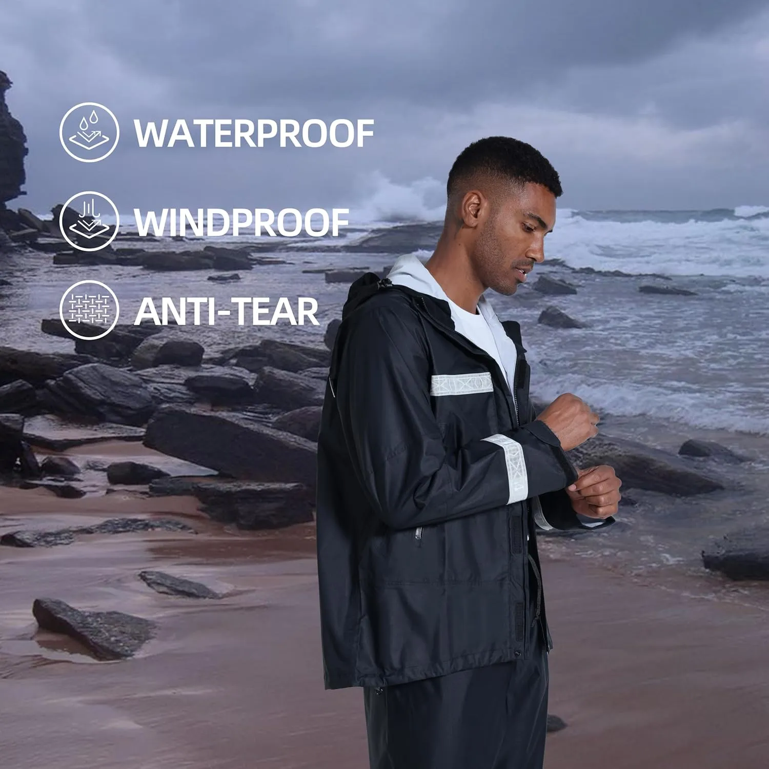 FWG Men's Pro Fishing Rain Suit: Waterproof, Reflective Jacket and Pants Set - Durable Outdoor Gear