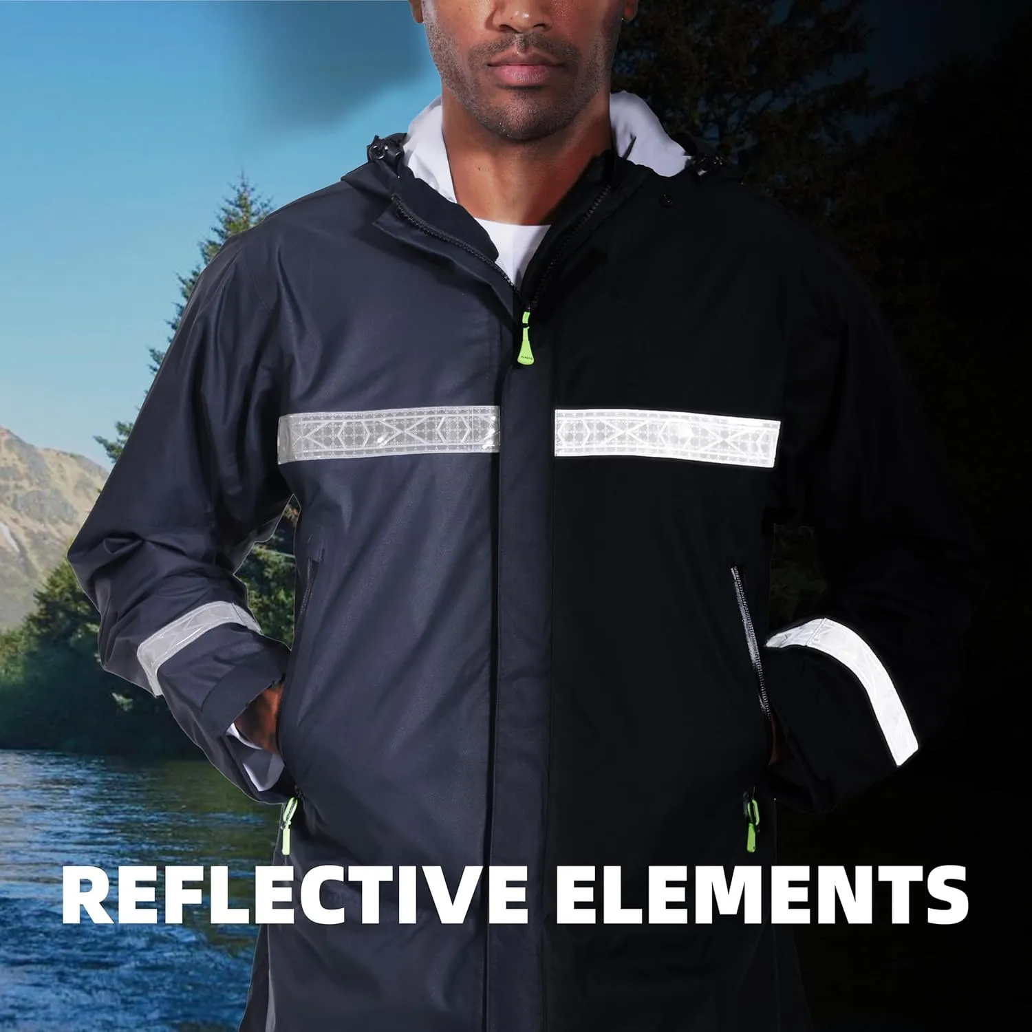 FWG Men's Pro Fishing Rain Suit: Waterproof, Reflective Jacket and Pants Set - Durable Outdoor Gear