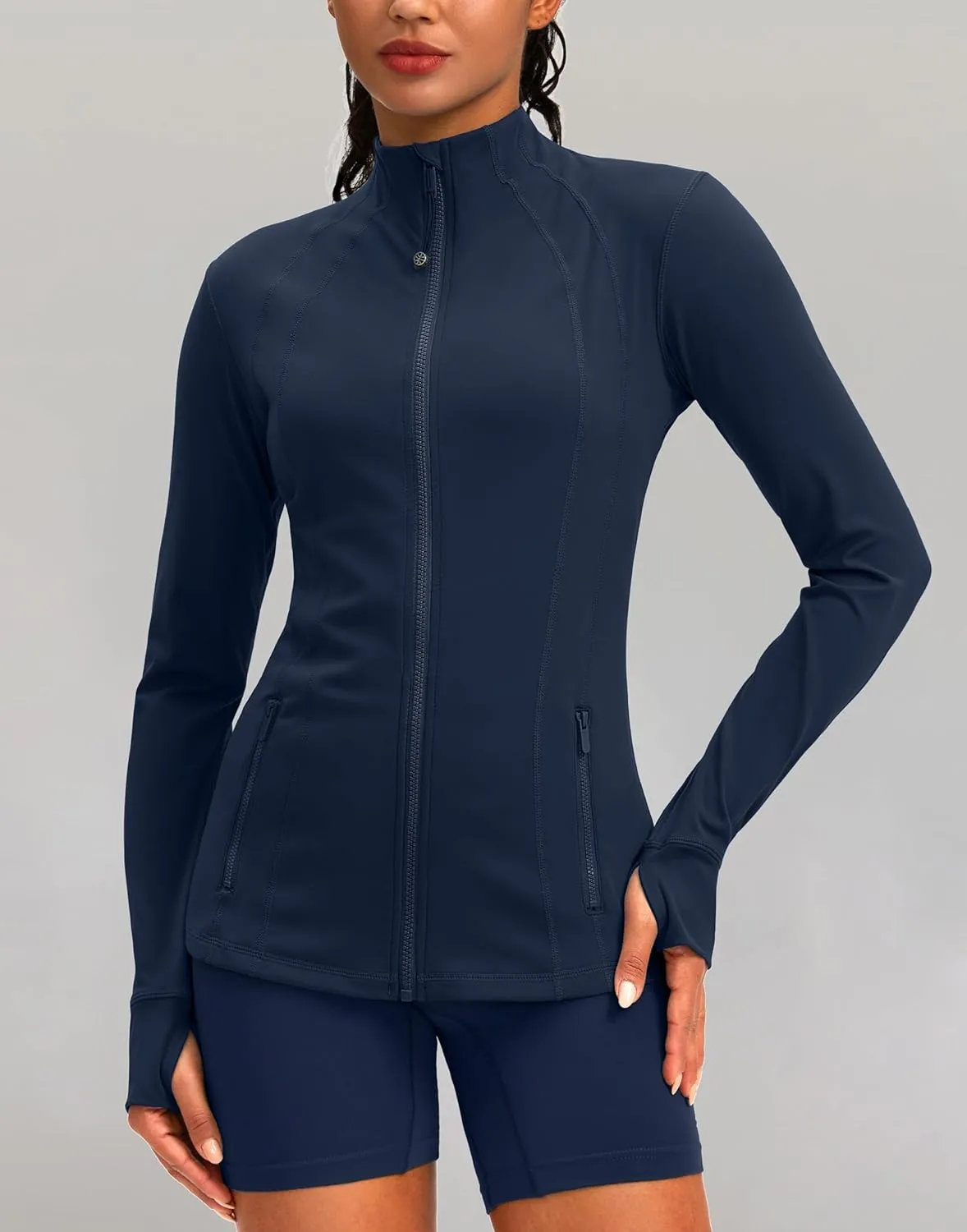 G Gradual Women's Zip Up Workout Jackets with Pockets Slim Fit Cottony Soft Jacket for Running Athletic Yoga