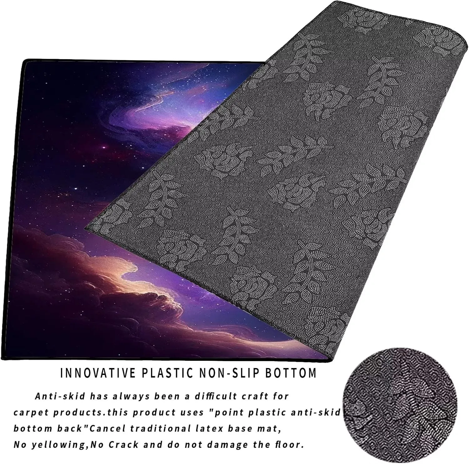 Galaxy Area Rug for Kids Boys Girls Bedroom Living Room Carpet Nebula Vortex Throw Rugs Purple Blue Cloud Floor Mat 47 in X 31 in
