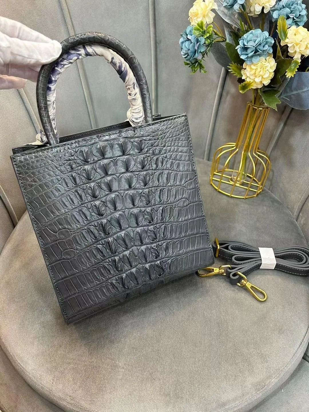 Genuine Alligator Skin Women Small Totes Bag Cross Shoulder Bag Authentic Real Crocodile Leather Lady Mini Purse Handbag