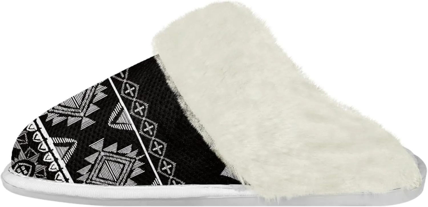 Geometic Aztec Print Comfy Slippers for Women Indoor and Outdoor,Slip on House Slippers,Warm and Cozy