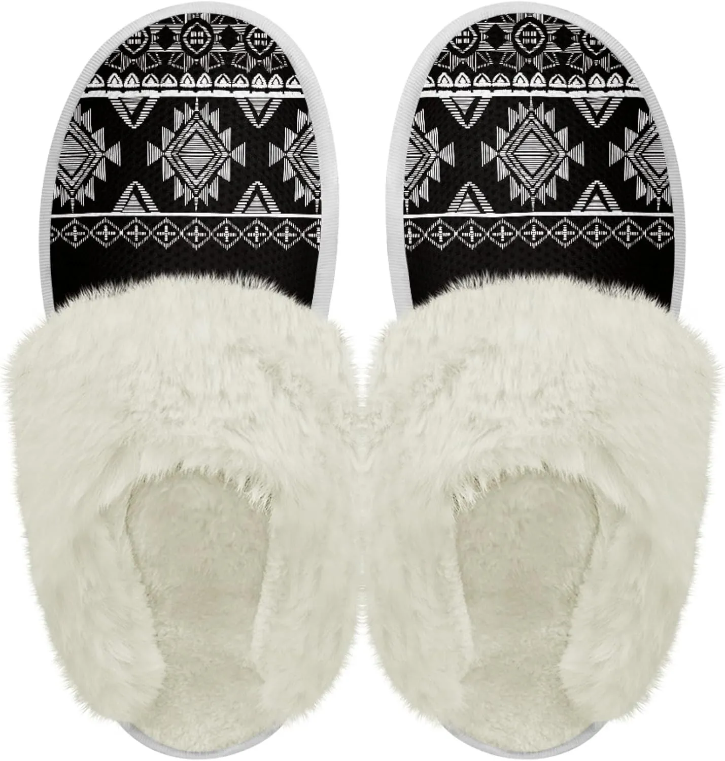 Geometic Aztec Print Comfy Slippers for Women Indoor and Outdoor,Slip on House Slippers,Warm and Cozy