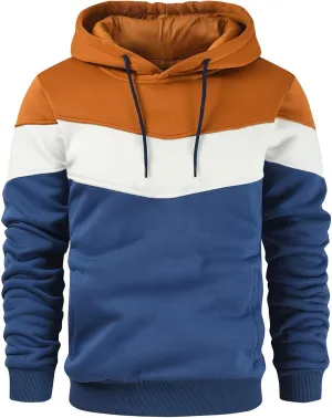 Gesean Men's Novelty Color Block Pullover Fleece Hoodie Long Sleeve Casual Sweatshirt with Pocket